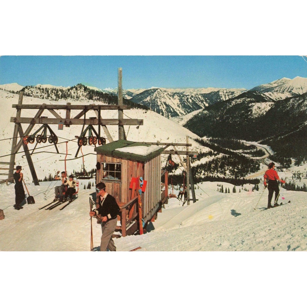 Stevens Pass Washington WA Chair Lift Skiing Winter Sports Chrome Postcard